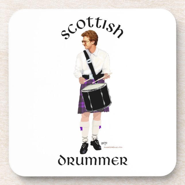 Scottish Drummer - Lila Kilt Getränkeuntersetzer (Vorderseite)