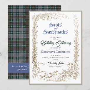 Scottish Flora Sassenach Blue Zum Geburtstag Einla Einladung