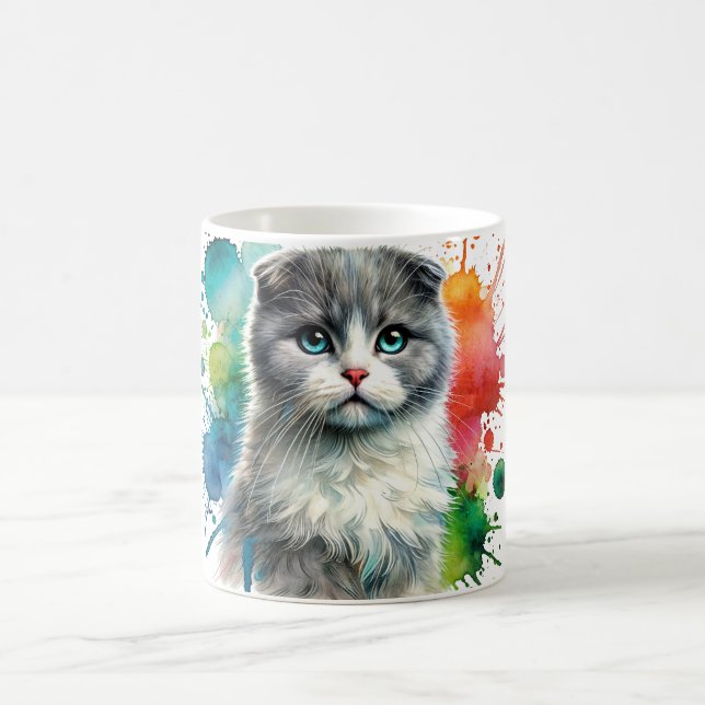 Scottish Fold Bi Colour Cat Watercolor Kaffeetasse (Mittel)