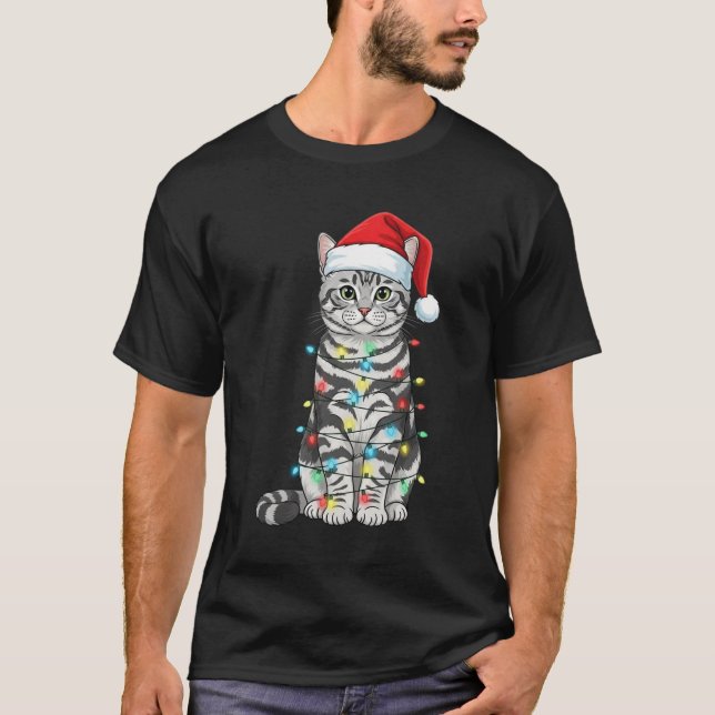 Scottish Fold Cat Christmas Santa Lover T-Shirt (Vorderseite)