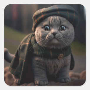 Scottish Fold Cat in einem Scottish Hat Sticker