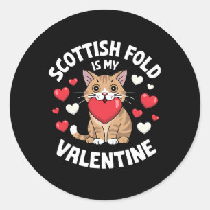 Scottish Fold Valentine Niedlich Cat Design Herz K Runder Aufkleber