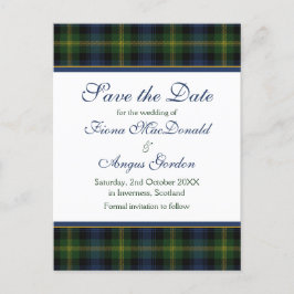 Scottish Gordon Tartan Wedding Save the Date Ankündigungspostkarte