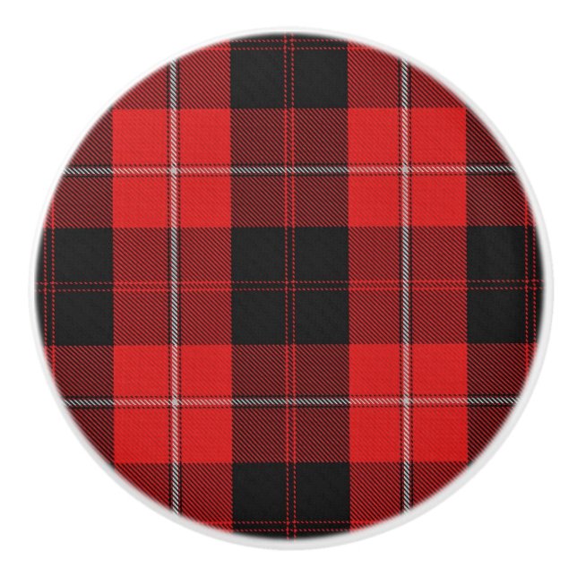 Scottish Grandeur Clan Cunningham Tartan Kariert Keramikknauf (Vorderseite)