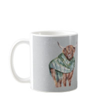Scottish Green Tartan Highland Cow Personalisiert