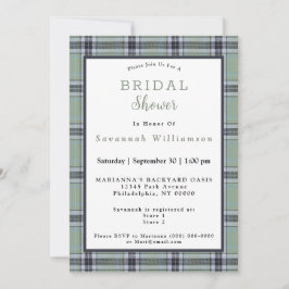 Scottish Green Tartan Watercolor Brautparty Einladung