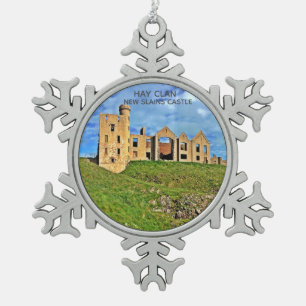 Scottish Hay Clan New Slains Castle Schneeflocken Zinn-Ornament