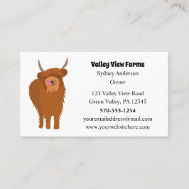 Scottish Highland Cattle Cow Graphic Custom Visitenkarte