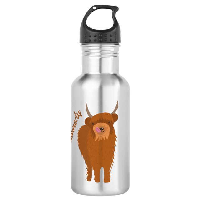 Scottish Highland Cattle Cow Graphic Personalisier Edelstahlflasche (Vorderseite)