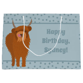 Scottish Highland Cattle Cow Graphic Personalisier Große Geschenktüte