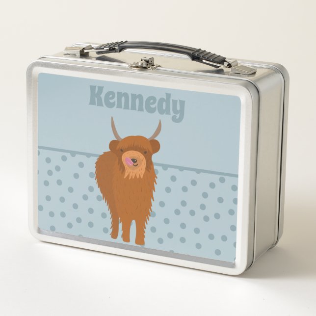 Scottish Highland Cattle Cow Graphic Personalisier Metall Brotdose (Vorderseite)