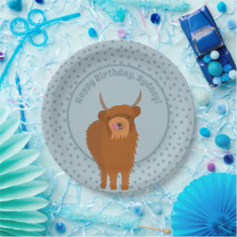 Scottish Highland Cattle Cow Graphic Personalisier Pappteller