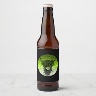 Scottish Highland Cattle Retro Bierflaschenetikett