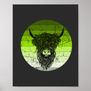 Scottish Highland Cattle Retro Poster
