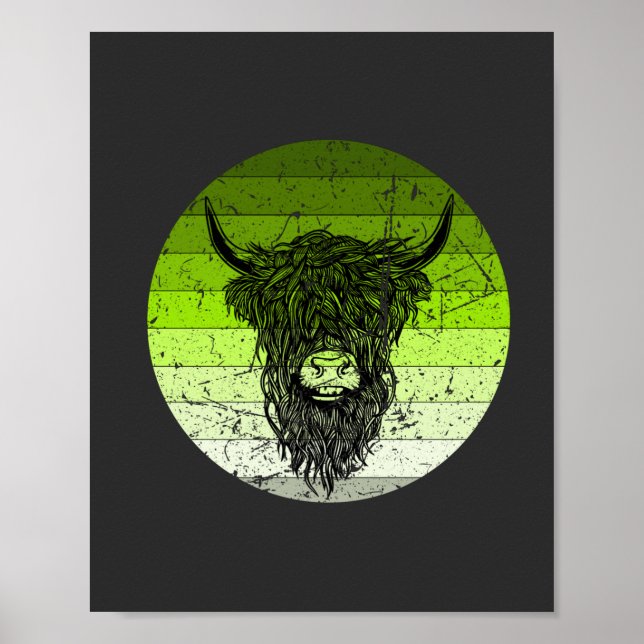 Scottish Highland Cattle Retro Poster (Vorne)