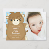 Scottish Highland Cow Baby Shower Blue