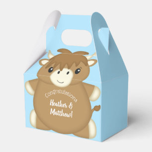 Scottish Highland Cow Baby Shower Blue Geschenkschachtel