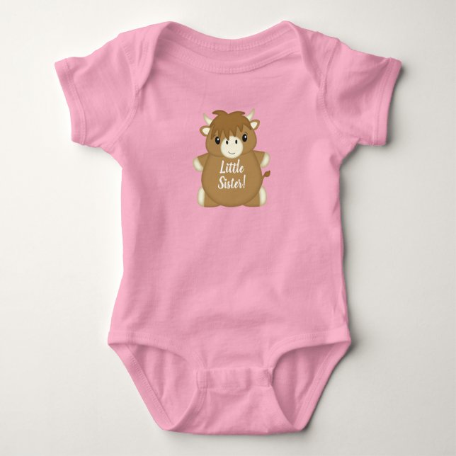 Scottish Highland Cow Baby Shower Pink Baby Strampler (Vorderseite)