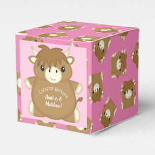Scottish Highland Cow Baby Shower Pink Geschenkschachtel