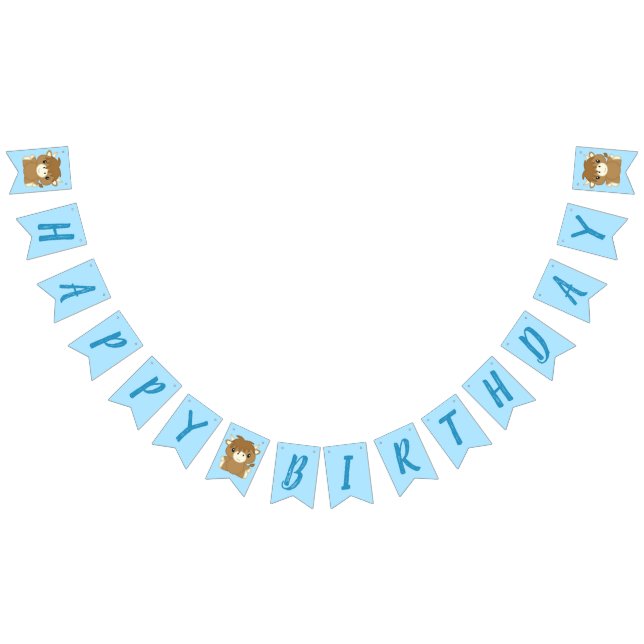 Scottish Highland Cow Birthday Party Blue Wimpelkette (Alle)