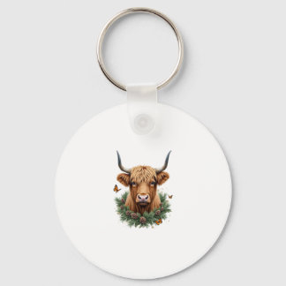 Scottish Highland Cow Cattle Hairy Cow Christmas W Schlüsselanhänger