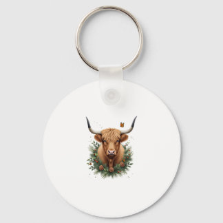 Scottish Highland Cow Cattle Hairy Cow Christmas W Schlüsselanhänger