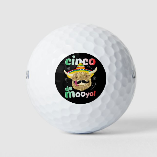 Scottish Highland Cow Celebrates Cinco De Mayo Golfball (Vorderseite)