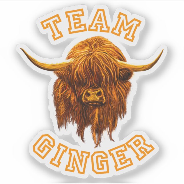 Scottish Highland Cow Celebrates Team Ginger Aufkleber (Vorderseite)