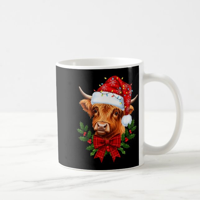 Scottish Highland Cow Christmas Funny Cow Lover Xm Kaffeetasse (Rechts)