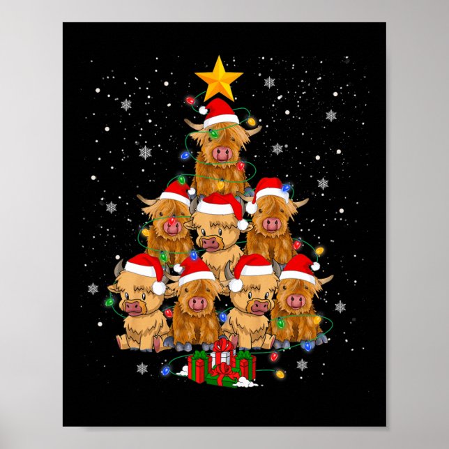 Scottish Highland Cow Christmas Tree Funny Cow Lov Poster (Vorne)