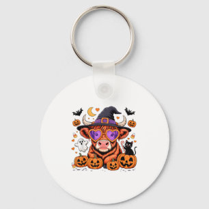 Scottish Highland Cow Ghost Pumpkin Candy Hallowee Schlüsselanhänger