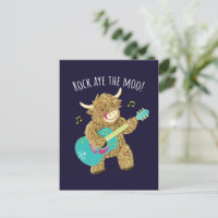 Scottish Highland Cow Gitarrist Rock Aye The Moo!