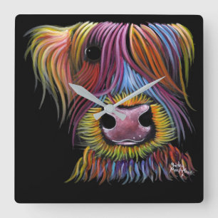 Scottish Highland Cow ' MacKENZIE ' von Shirley Ma Quadratische Wanduhr