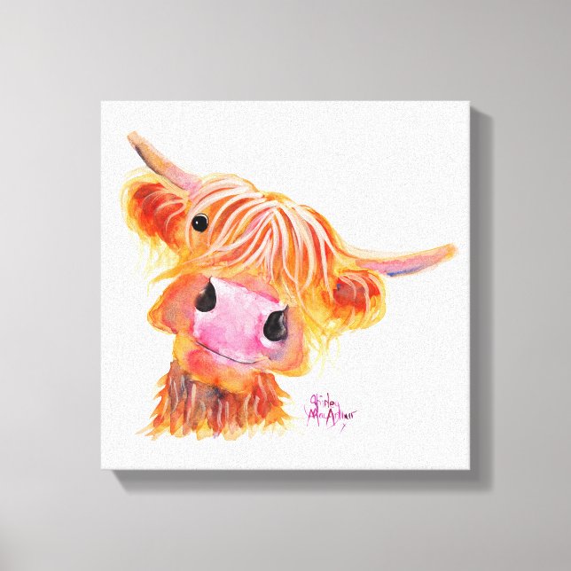 Scottish Highland Cow 'Nessie' Box Canvas Print Leinwanddruck (Vorderseite)