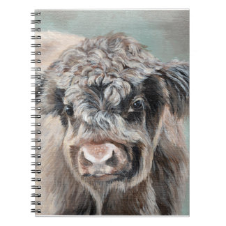 Scottish Highland Cow on Green Notizblock