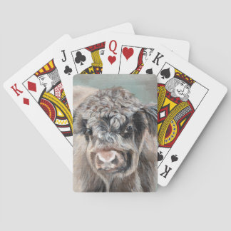 Scottish Highland Cow on Green Spielkarten