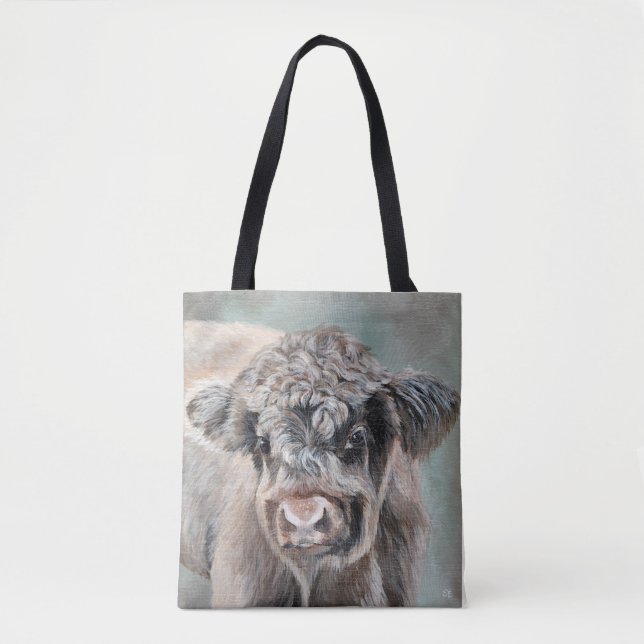 Scottish Highland Cow on Green Tasche (Vorderseite)