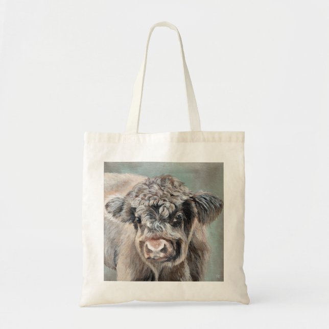 Scottish Highland Cow on Green Tragetasche (Vorne)