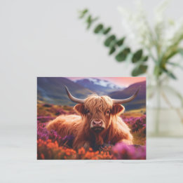 Scottish Highland Cow Postcard Postkarte