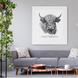 Scottish Highland Cow Sketch anpassbar Poster