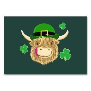 Scottish Highland Cow St Patrick's Day Hat Tischnummer