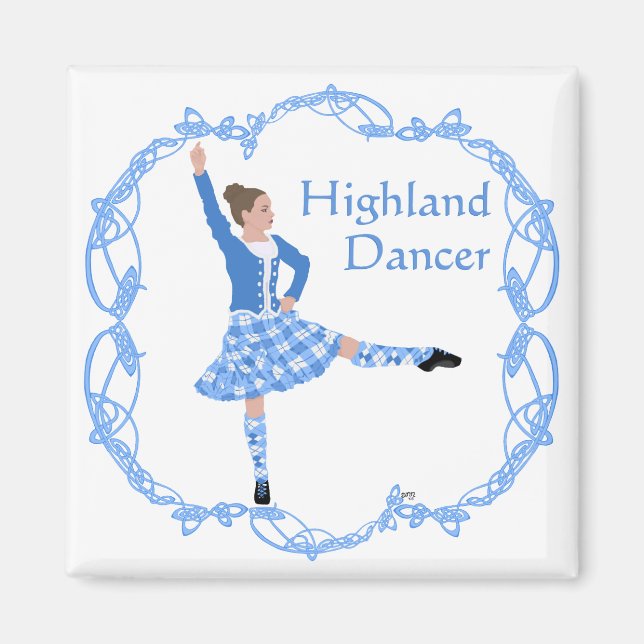 Scottish Highland Dancer Celtic Knüpfarbeit Blue Magnet (Vorne)