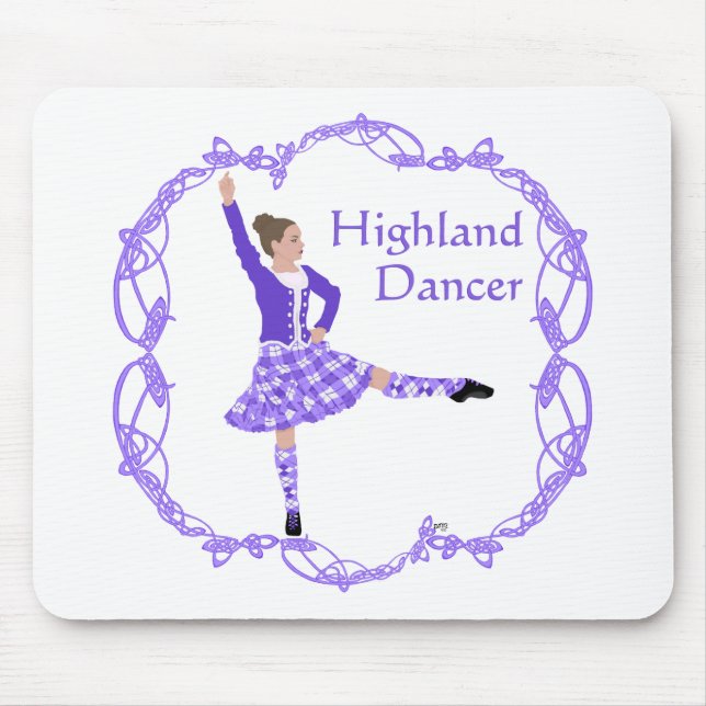 Scottish Highland Dancer Celtic Knüpfarbeit Lila Mousepad (Vorne)