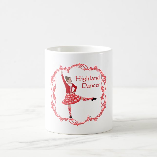 Scottish Highland Dancer Celtic Knüpfarbeit Red Kaffeetasse (Mittel)
