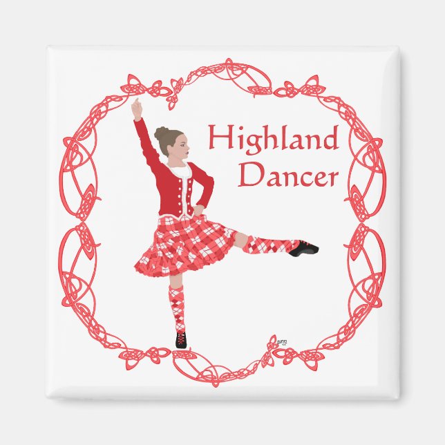 Scottish Highland Dancer Celtic Knüpfarbeit Red Magnet (Vorne)