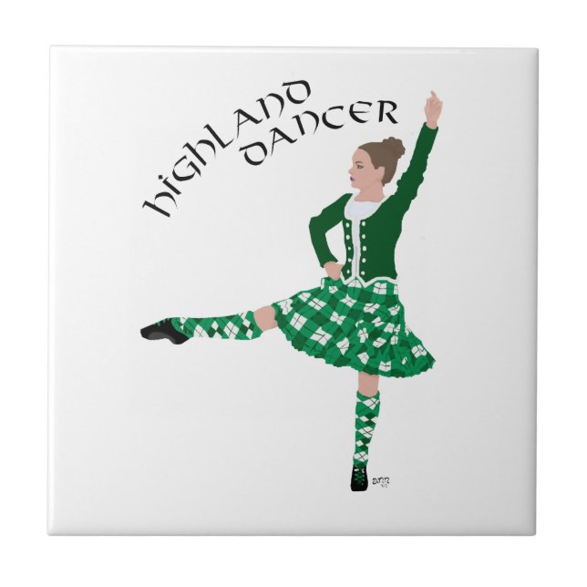 Scottish Highland Dancer - Green Fliese (Vorderseite)