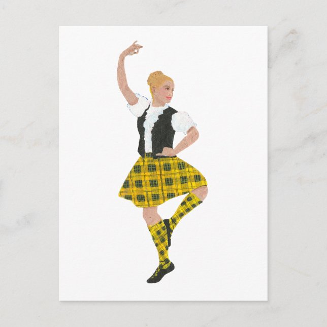 Scottish Highland Dancer MacLeod Tartan Postkarte (Vorderseite)