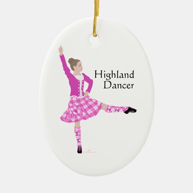 Scottish Highland Dancer Pink Keramikornament (Vorne)