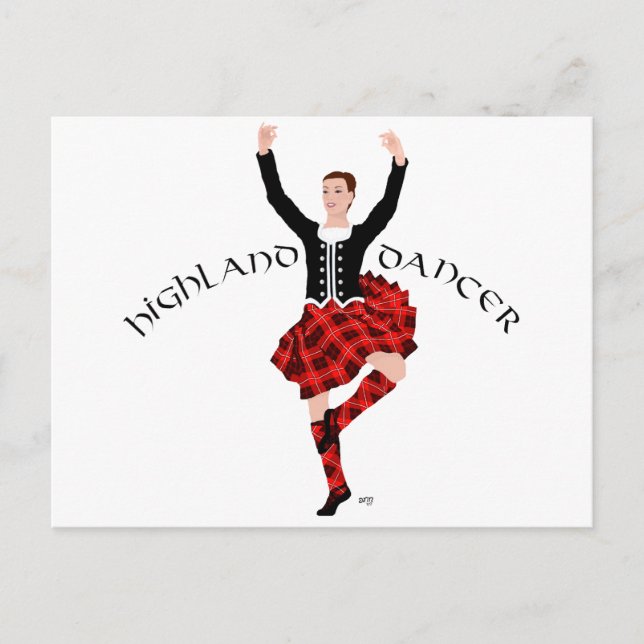 Scottish Highland Dancer Red and Black Postkarte (Vorderseite)