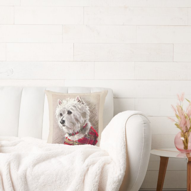 Scottish Highland White Westie Dog Kissen (Liege)